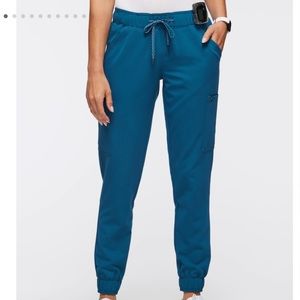 Jaanuu Women's Mesh-Enhanced Scrub Jogger size Small Caribbean Blue
